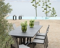 Table Amaka les jardins 204/306X102 aluminium et céramique Anthracite/Ardoise