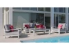 Salon de jardin Cordouan Aluminium & Coussins Sunbrella Couleurs : Blanc/Gris