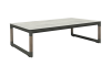 Ensemble bas bastingage Aluminium gris espace, textilène et Teck Durateck. Table en Aluminium et HPL